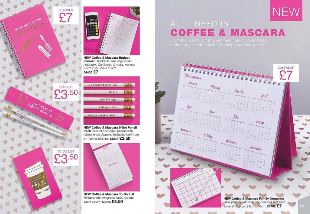 Avon Campaign 8 2019 UK Brochure Online - coffee and mascara stationary