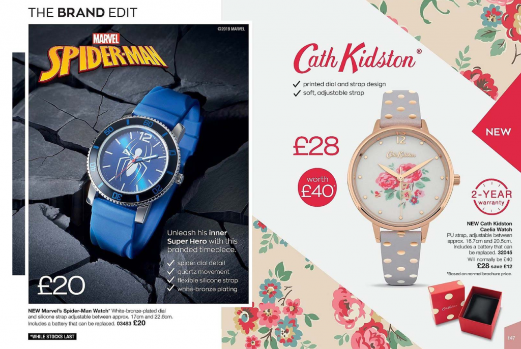 Avon Campaign 15 2019 UK Brochure Online - Brand Edit Spiderman and Cath Kidston watches